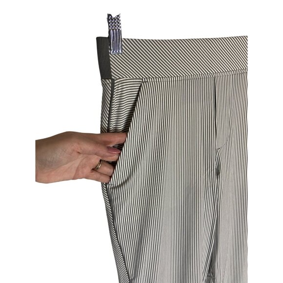 Athleta Brooklyn Ankle Pants Side Stripe Zipper Pocket Gray & White-sz 4P - Picture 8 of 10